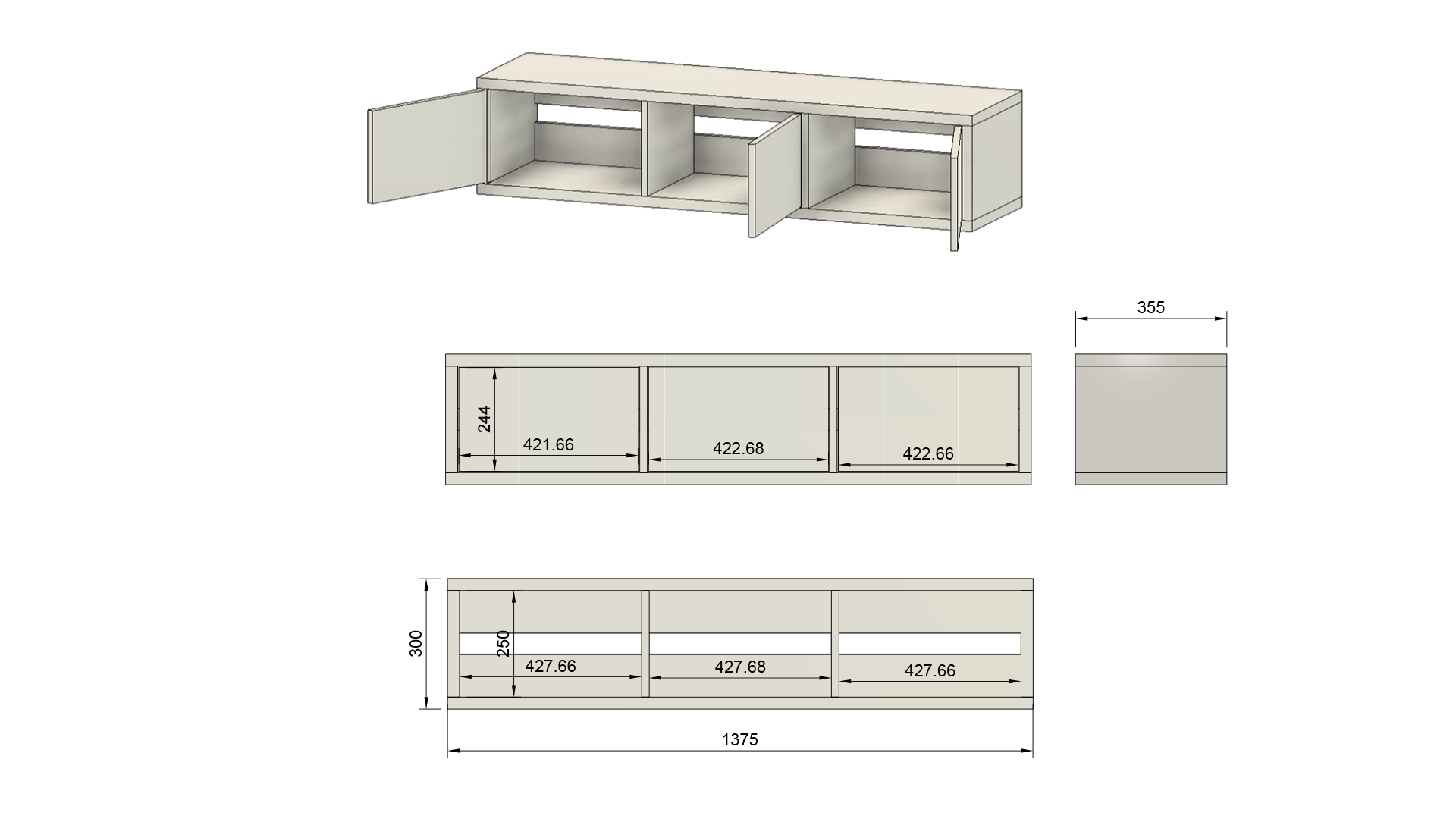 Cipőtároló pad – 3D látványterv méretekkel